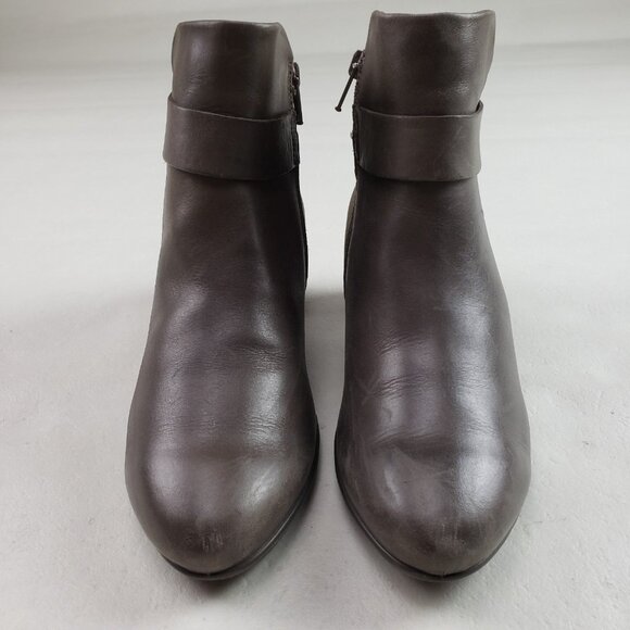 Ecco Sculptured 45 Ankle Bootie Womens 5-5.5 EU 36 Gray Leather Side Zip Heeled - Picture 7 of 14